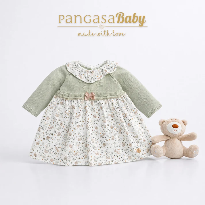 Vestido Ardilla verde salvia con estampado floral Pangasa