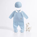 Primera puesta Bird celeste con cuello bebé + gorro